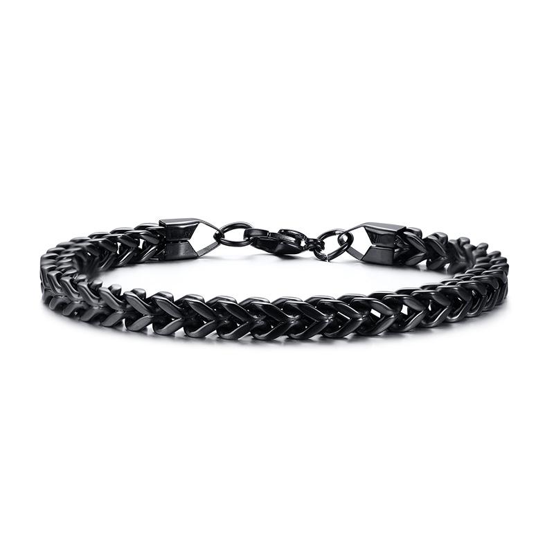 Vnox Stylish Men's Chain Bracelets,Stainless Steel 6.5MM-12.5MM Two-strand Wheat Link Wristband, Rock Punk Biker Male Jewelry