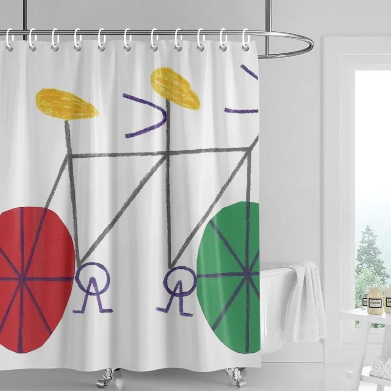 

Morandi Colorful Abstract Plant Figure Shower Curtain Waterproof Mildew-Proof Nordic Style Bathroom Decorative Shower Curtain W60H190(CM)-1 Pcs