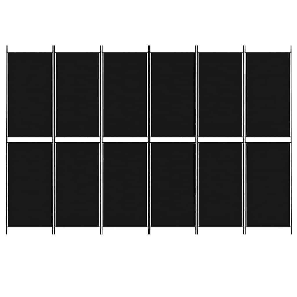 Vidaxl 6-Panel Room Divider, Black, 300X200 Cm, Fabric