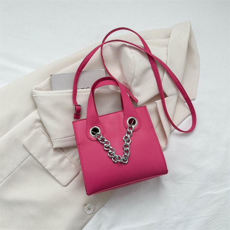 

Trendy Street Style Small Square Bag Pu Leather Soft Commuter Handbag For Women 2023 Яскраво-рожевий