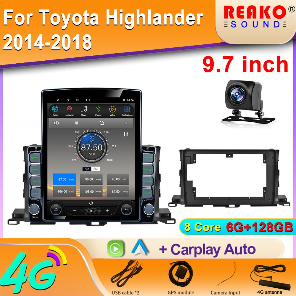 

9,7-дюймовый вертикальный экран Tesla Android автомобильное радио для Toyota Highlander 2014-2018 GPS-навигация мультимедийный плеер Carplay 8 core 6GB+128GB