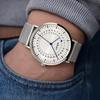 a.b.art Men's 41 mm Slim Analog Watch with Sapphire Crystal and Stainless Steel Mesh Bracelet, White and Silver