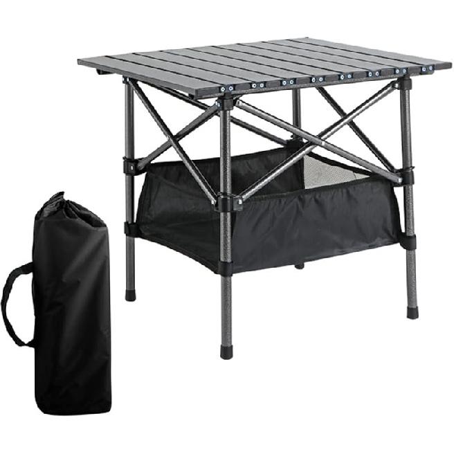 Lightweight Aluminum Folding Camping Table (47.24” x 21.65” x 19.69”),Portable Roll-Up Table for Outdoor, Camping, Beach, BBQ, Patio, and