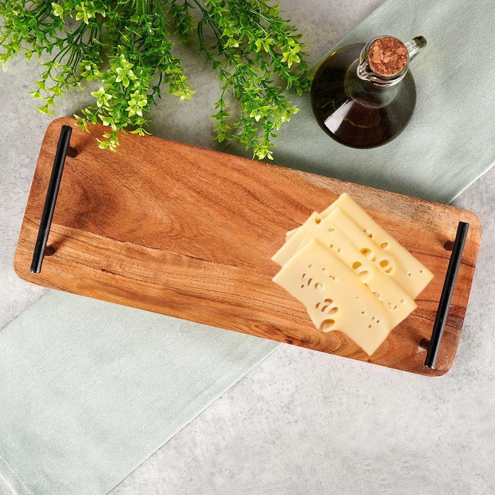 Servierbrett mit Metallgriffen Snackplatte 40 cm