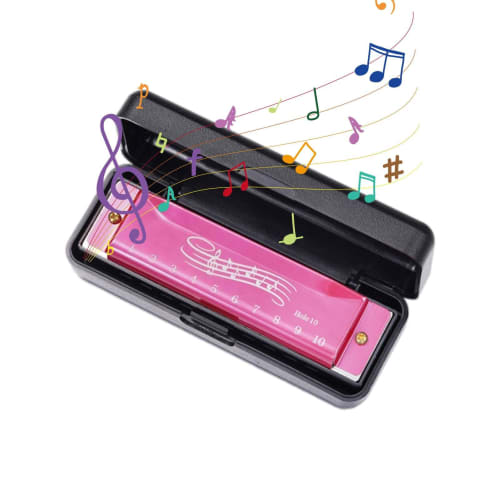 Blues Harmonica - 10 Holes, 20 Tones Beginner Mouth Organ, Professional Grade Musical Instrument | Educational Toy for Kids, Adults, Students, and Ear