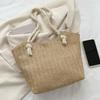 Dámská slaměná taška přes rameno Velkokapacitní nákupní taška Zapínání na zip Neformální plážová taška pro každodenní vycházky Cestování Dovolená Práce
