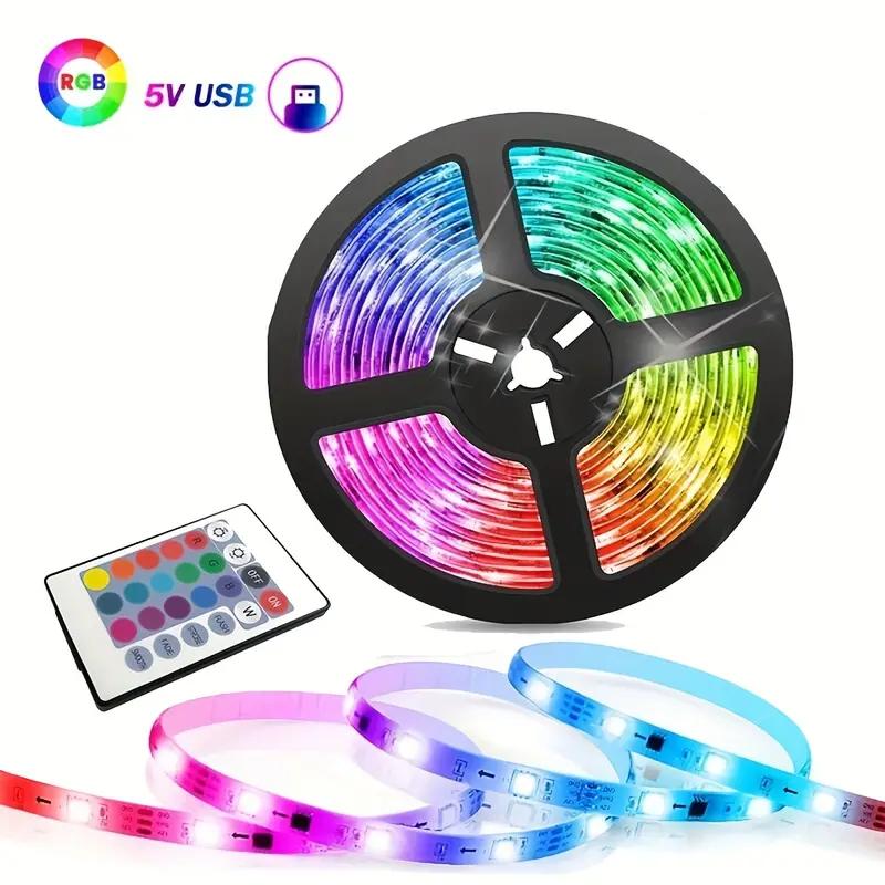 

Светодиодная лента RGB 2835 ИК-пульт дистанционного управления диодная лента USB 1M 2M 3M ледяная гирлянда цветная самоклеящаяся светодиодная лента фестиваль домашний декор 1m