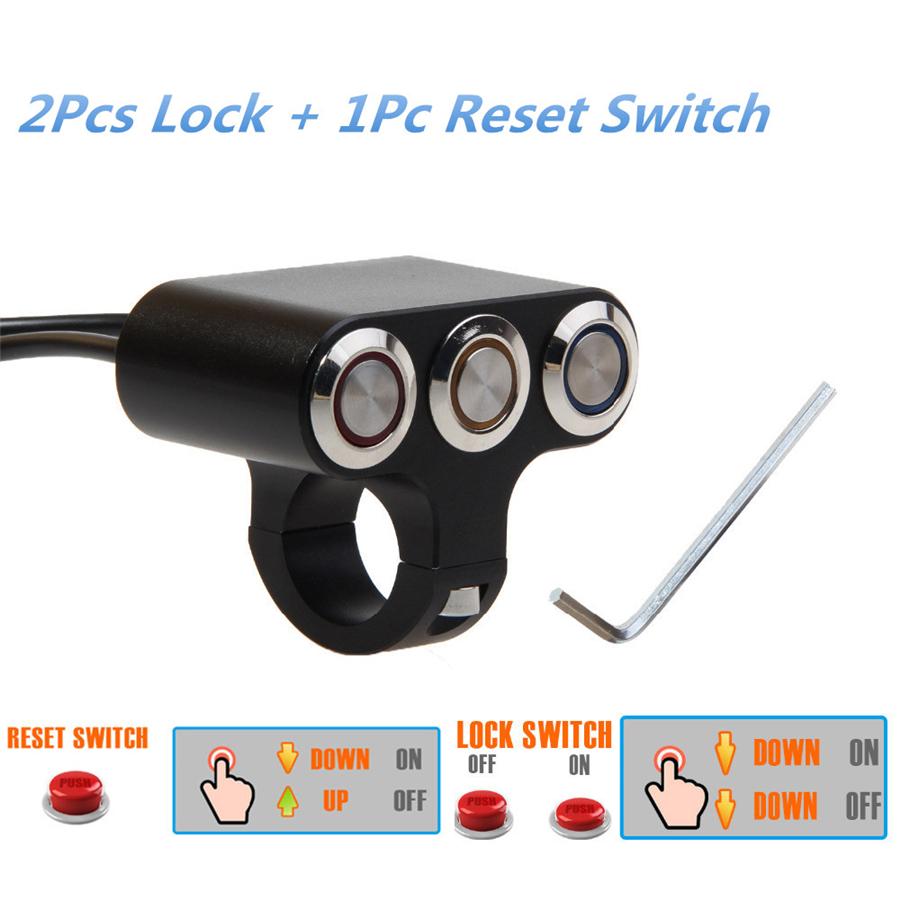 Motorcycle Handlebar Switch Auto-reset &-Latch LED Light Fog Horn