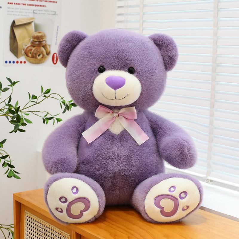 Bow Peach Heart Teddy Bear Plush Toy Scissors Machine Doll Valentine's Day Gift Ring