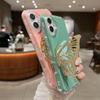 For iPhone 16 Plus Case Butterfly Kickstand TPU+PC Drop-Proof Phone Cover