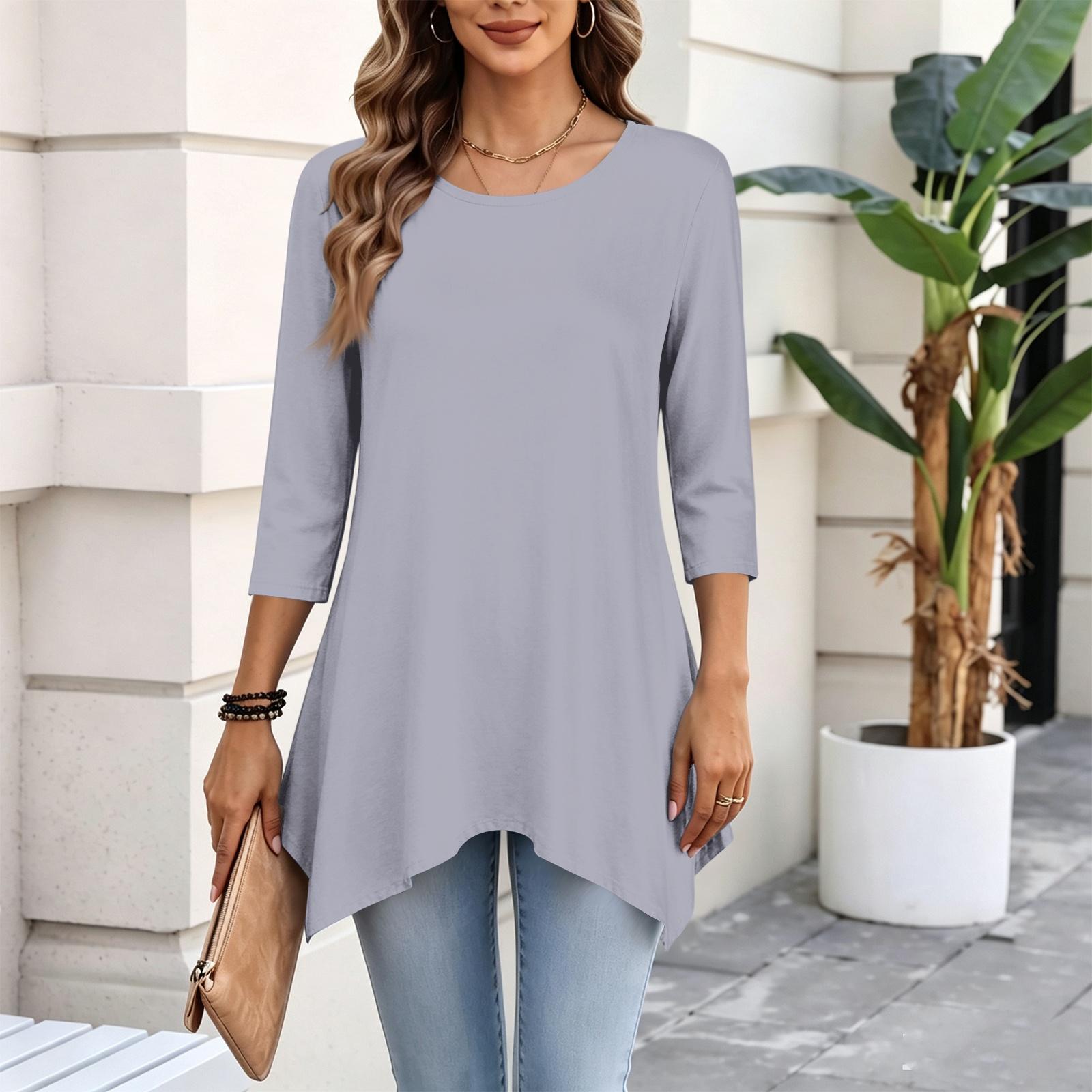 Women s Casual Three-Quarter Sleeve Pullover Top XXL