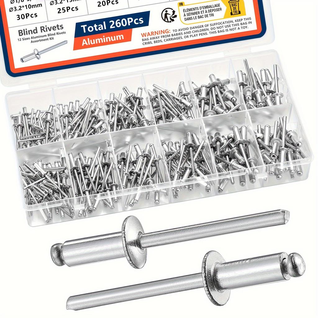 Pop Rivets Assortment Kit 12 or 5 Sizes Aluminum Blind Rivets Assorted Blind Rivets for Metal Furniture Automotive Rivets Set