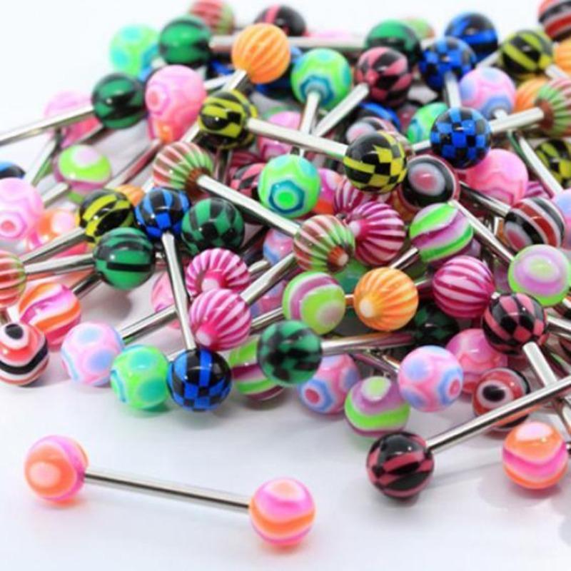 

Fashion Mixed Color Tongue Rings 20/50 Pcs Assorted Piercing Barbells Bars Jewelry 20