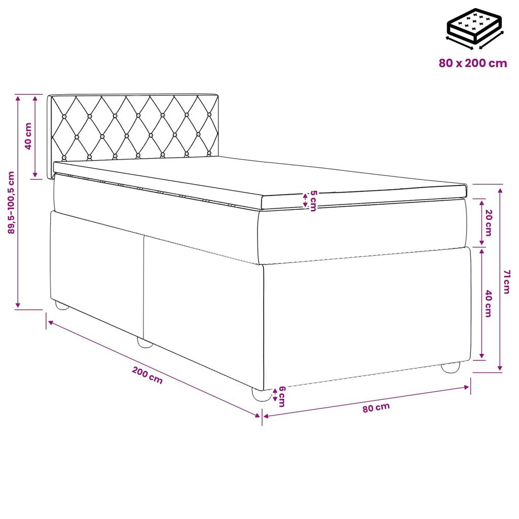 Box Spring Bed with Mattress Black 80 x 200 cm Velvet