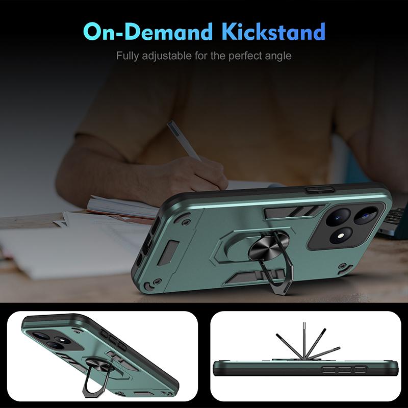For Realme C51 C53 C55 Shockproof Hard Armor Cover Case For Realme C53 Realme C55 Car Magnetic Ring Holder Cover