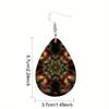 Bohemian Style Colorful Kaleidoscope Mandala Pattern Tears Earrings Lightweight Fashion Waterdrop Shape PU Leather Earrings