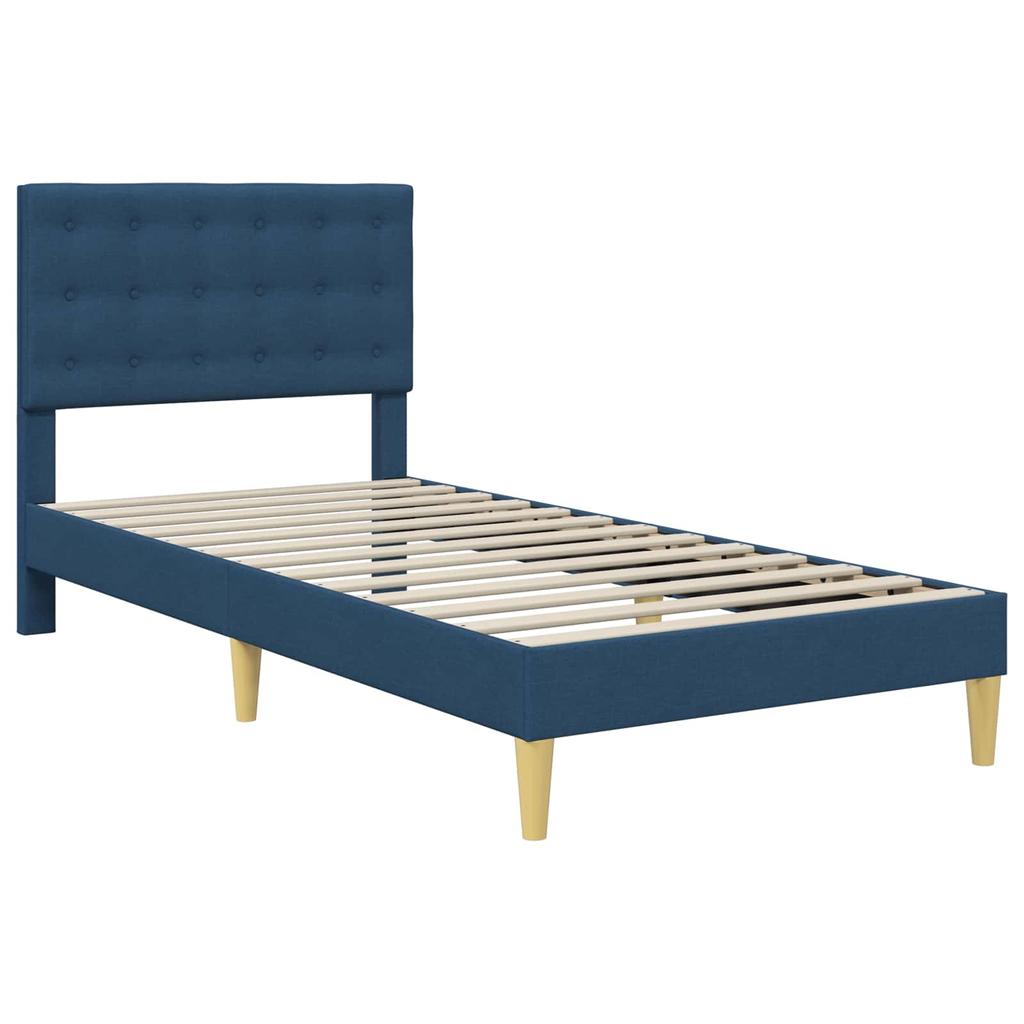 Bed Frame with Mattress and Headboard Blue 80 x 200 cm Fabric