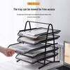 Metal Desktop File Rack: Four-Layer Pull-Out Mesh Tray and Book Stand