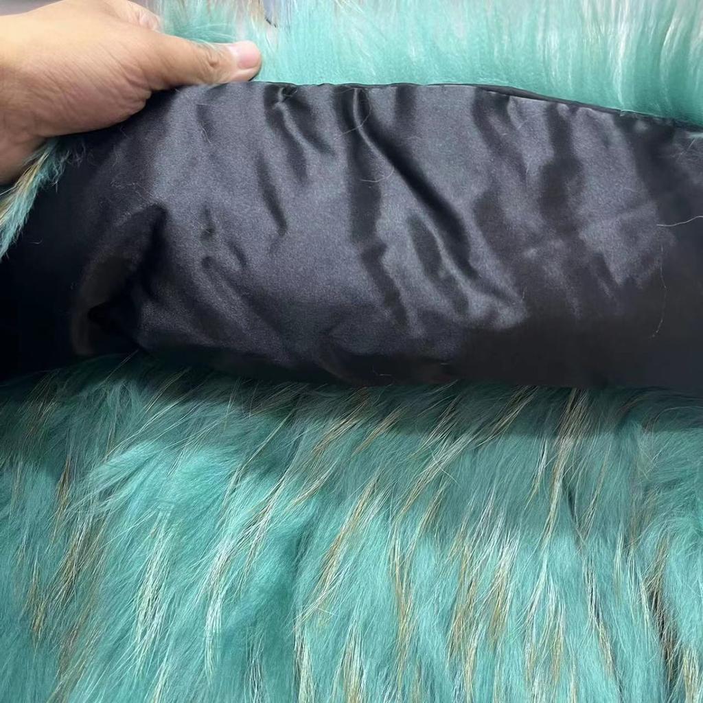 New 100% Real Raccoon Fur Striped Large Lapel High Waist Short Quilted Fur Coat