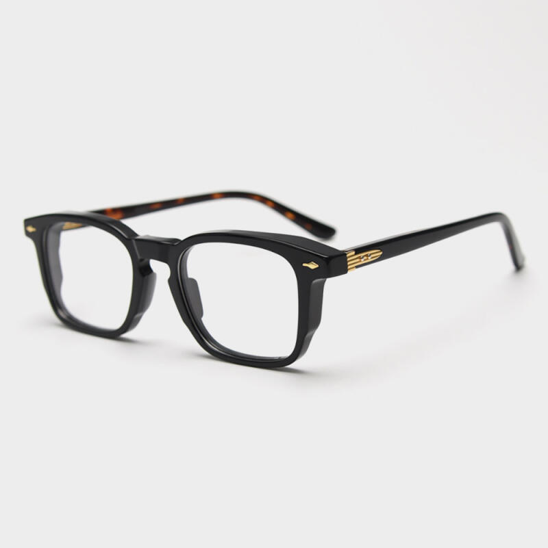 98625 Acetate Full-Frame Horn-Rimmed Glasses C1 Black BLACK
