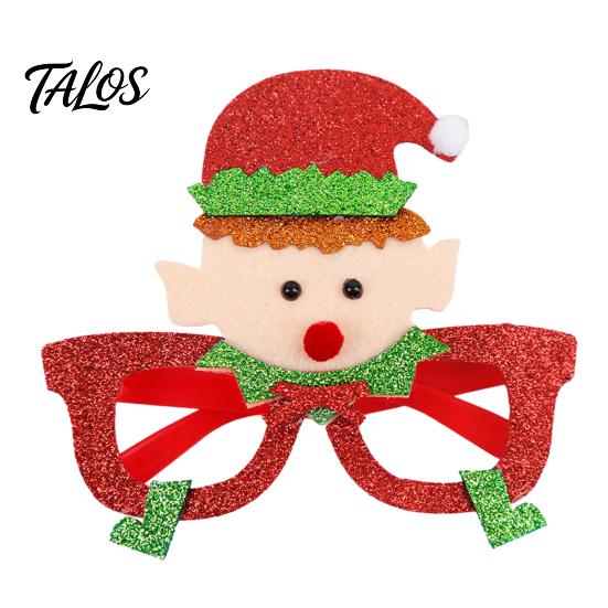 Cute Holiday Event Souvenirs Christmas Glasses, Glitter Party Glasses Frames, Novelty Elf Snowman Santa Claus Fun Festive Eyewear for Kids Reindeer