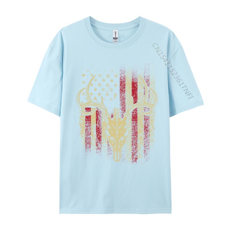 Unisex Clothing American Flag Deer Family Cotton Luxury Designer TShirts Tops Tees Slim Fit Casual Top TShirts