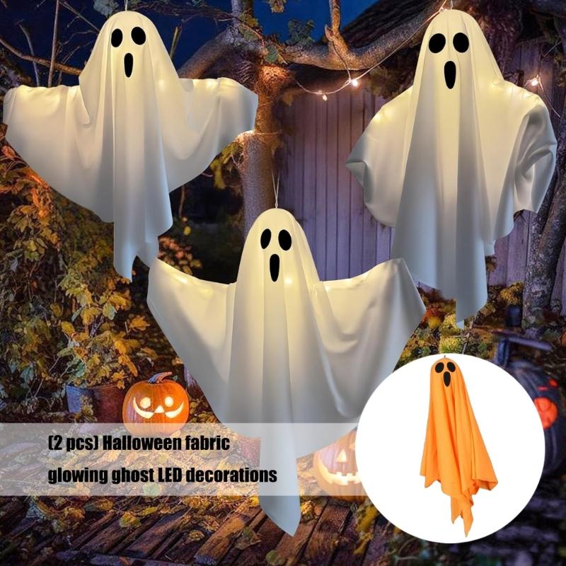 Pack Of 2 Glowing Hanging Phantoms Figures Halloween Party Supplies Outdoor Safe Easy Installation Festival Atmosphere