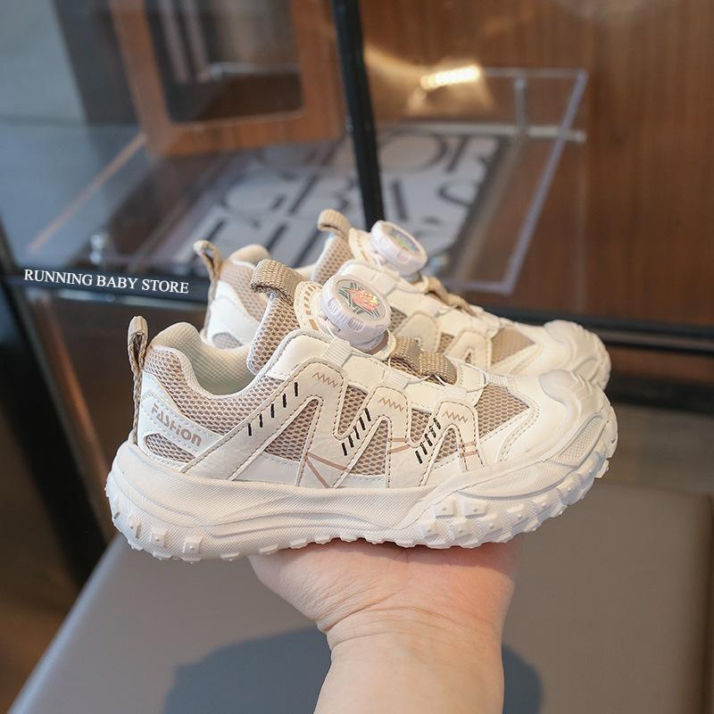 

Funny Knob Breathable Mesh Children Sneakers Tire Soft Sole Student Boy Running Shoes Anti-skid Jogging Hiking Shoes Girl I02183 26 бежевый