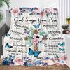 1pc Inspirational Floral Cross Print Blanket - Soft Flannel, All-Season Comfort, Machine Washable, Ideal for Travel, Sofa, Bed, Office Decor