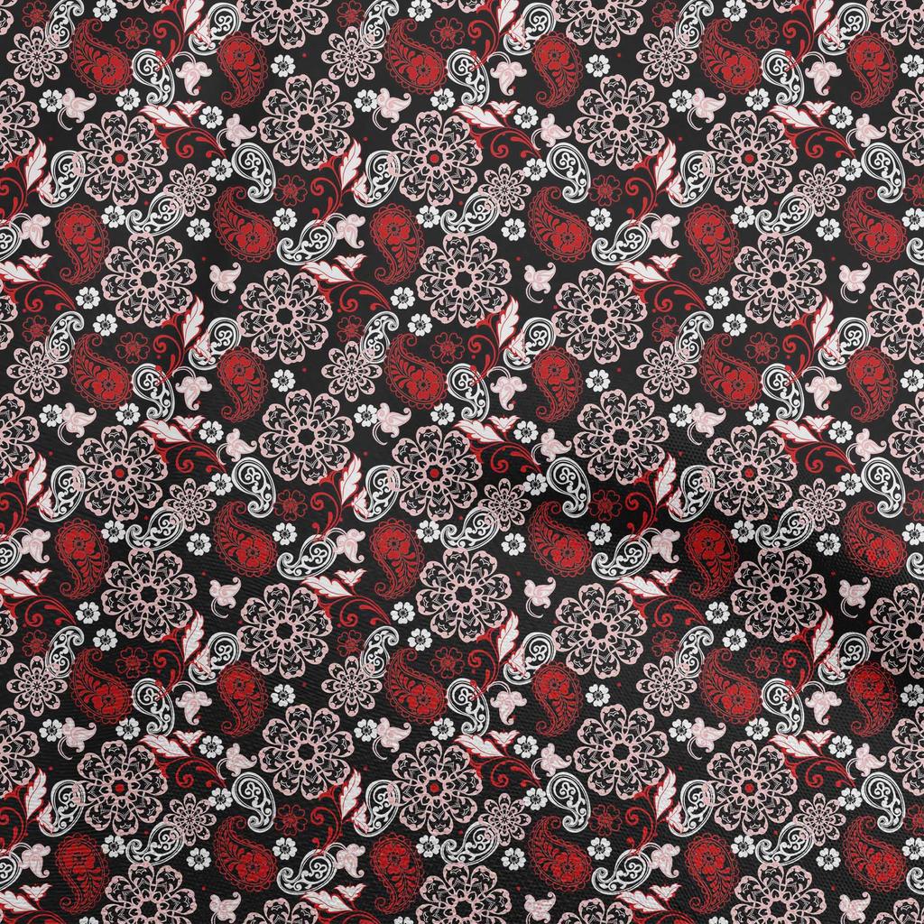 oneOone Cotton Flex Dark Brown Fabric Paisleys Craft Projects Decor Fabric Printed By The Yard 40 Inch