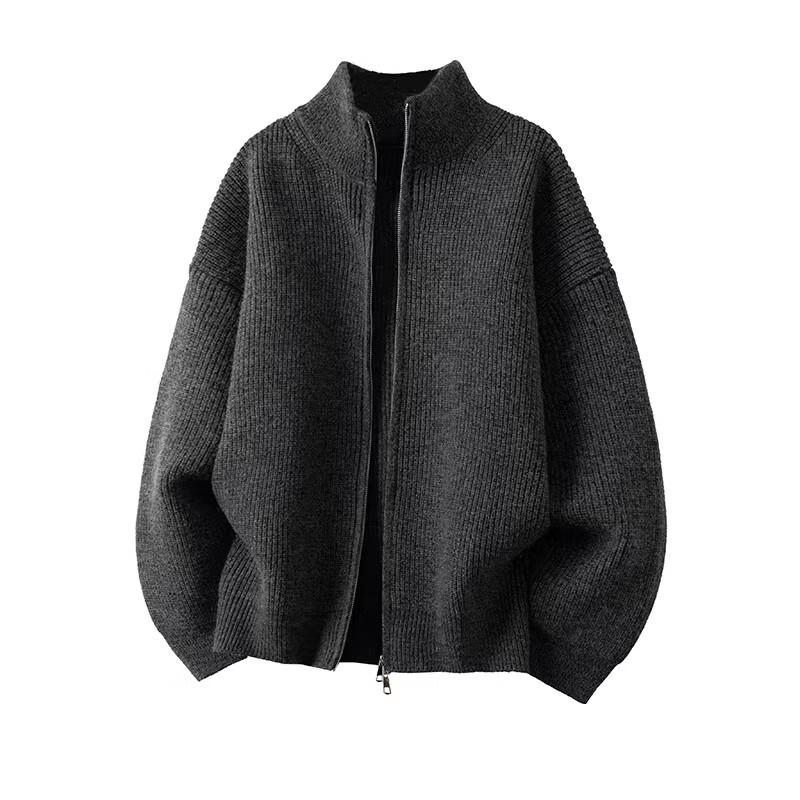 QOTRIOCK Unisex Double Zip Knit Cardigan