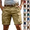 Pantaloncini Cargo da Uomo con Tasche Multiple Vestibilità Rilassata Vita con Cintura Abbigliamento Casual da Esterno per Attività Quotidiane