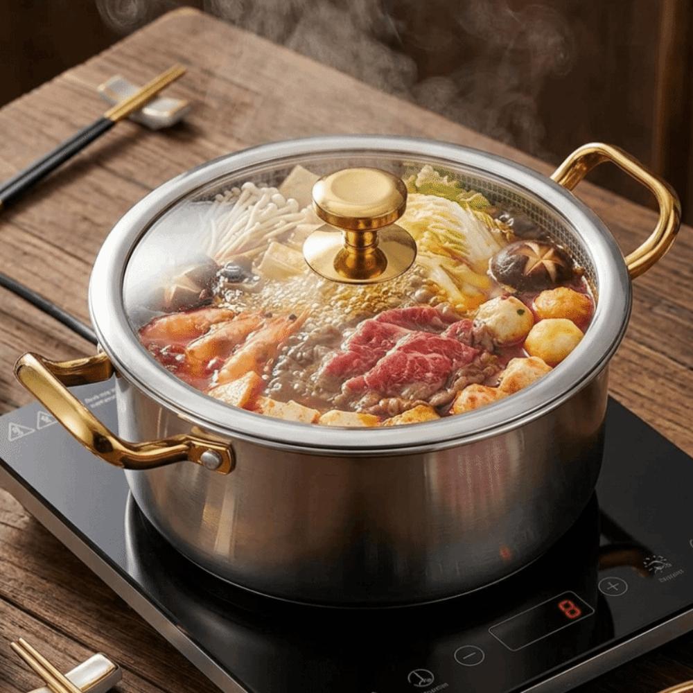 With Glass Lid Non-stick Pot Honeycomb Bottom Slow Cooker Induction Cooker