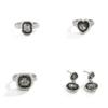 SHIXIN New Trendy Black Acrylic Rhinestone Earrings Open Rings Jewelry Set for Women 2026 New Luxury Accessories Lady Gifts