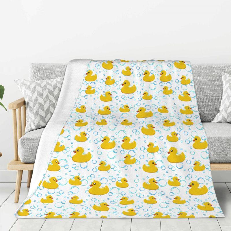 Custom Ultra-Soft Fleece Yellow Colorful Rubber Duck Pattern Throw Blanket Warm Flannel Blankets for Bed Home Couch Quilt