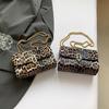 1 Pezzo Borsa a Tracolla Mini Flap Stampa Leopardo da Donna con Catena Metallica Vintage in Ecopelle con Zip Borsa a Spalla alla Moda Piccola Borsa a Mano per Donna