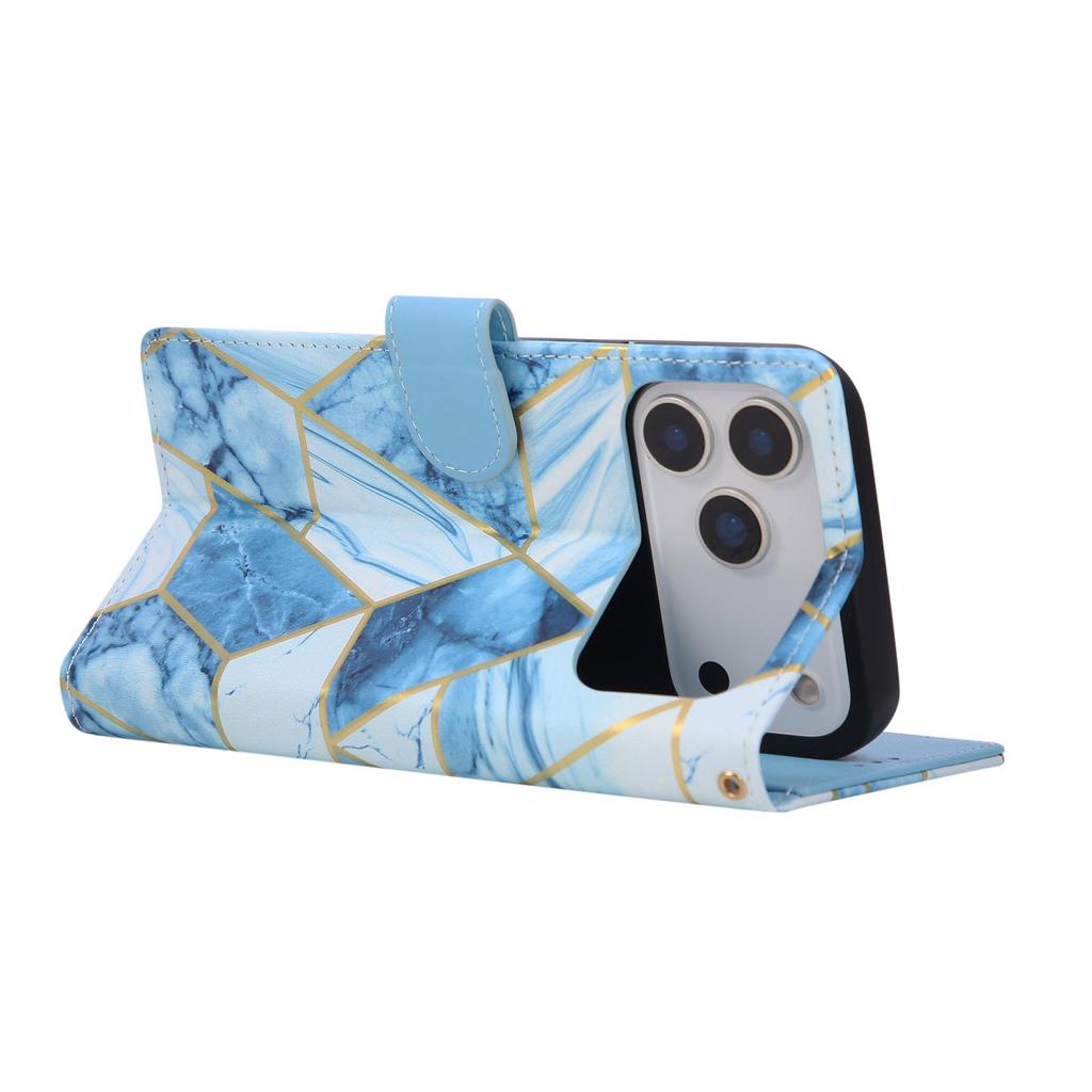 Apple 17Pro/16E Marble Patchwork Leather Case with Card Slot for iPhone Air