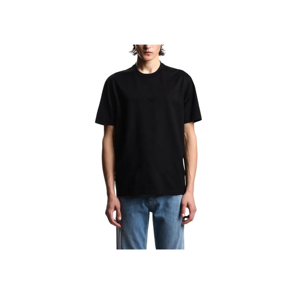 Emporio Armani Monochrome Logo Embellished Short Sleeve Plain Knit T-Shirt Men tops EM004593-AF10762-FC302