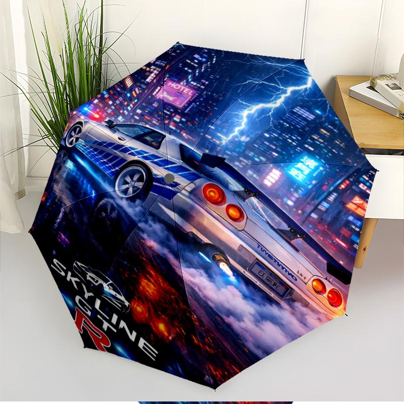 Skyline GT Print Automatic Open Close Umbrella, Portable Foldable Umbrella, for Outdoor Commute Camping Trip, Ideal Birthday Gift