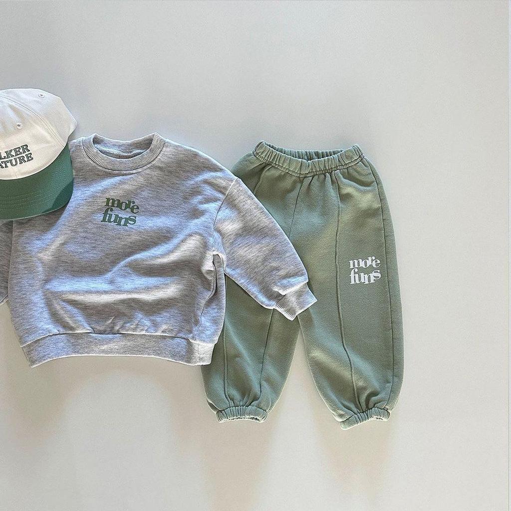 Trendy Color Block Cotton Sweatshirt & Jogger Set for Kids