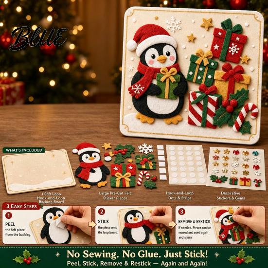 Christmas Stocking Fillers DIY Felt Craft Kit Santa Snowman Sticker Art Gnome Tree Displays Wreath Peel And Stick Kit for Teens Holiday Party