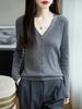 Women's Slim-Fit V-Neck Wool Cardigan, Petite-Friendly, Ribbed, Slimming, 100% Wool, Solid Color Sweater Coat