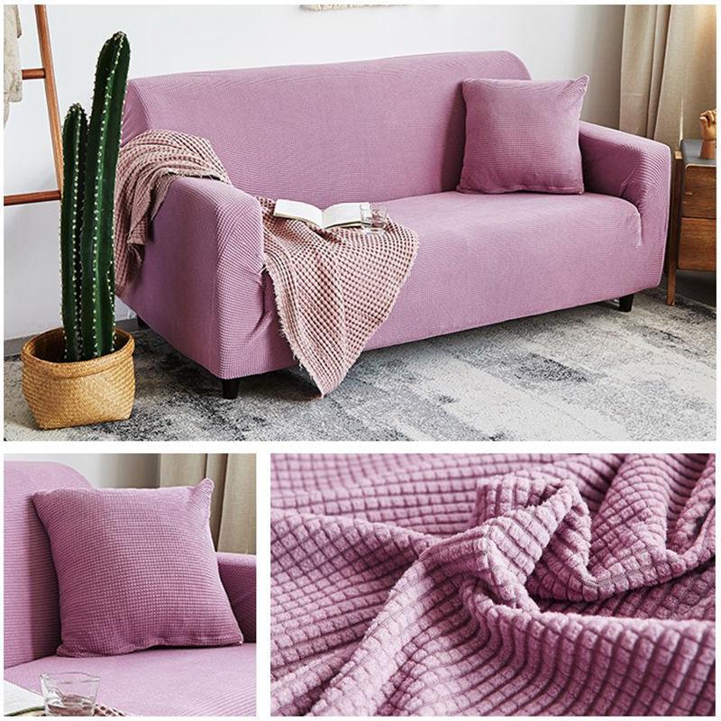 Autumn/winter sofa cover thickened warm solid color elastic plaid living room corner sofa cover furniture protective cover