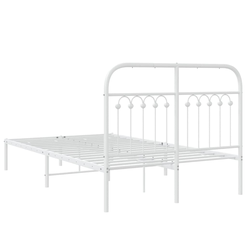 Metal Bed Frame with Headboard White 120x200 cm