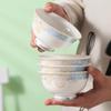 Hao Ya Jingdezhen Keramické 'Time Walk' Rýžové misky 4,5 palce, 6 kusů