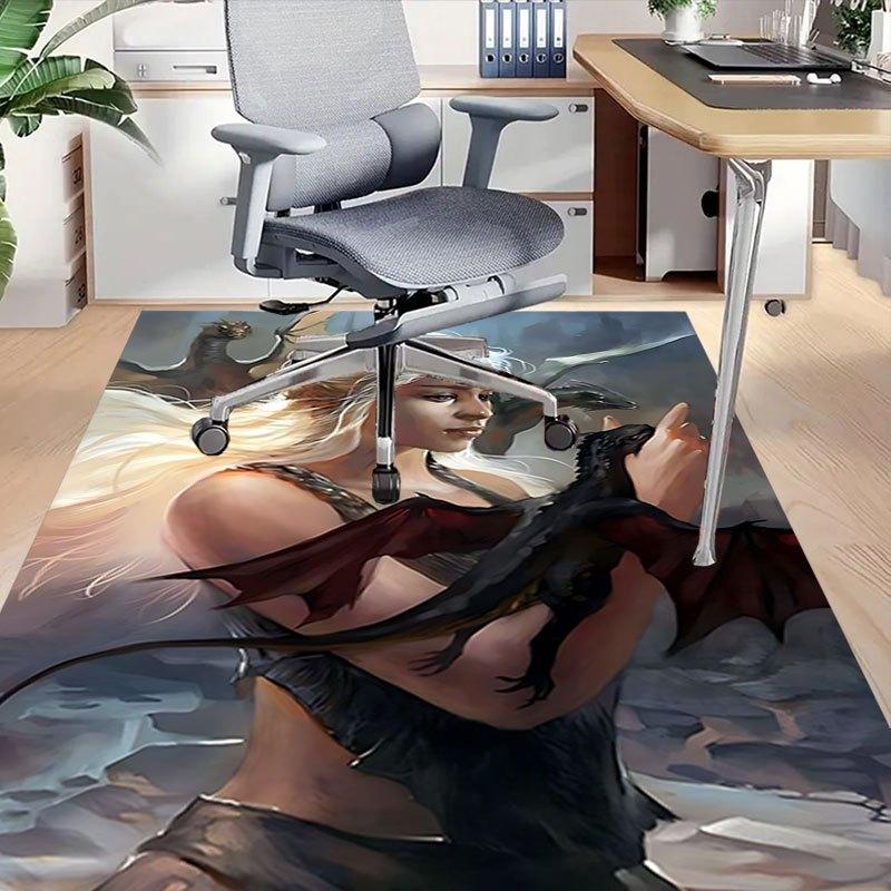 1 alfombrilla para silla de oficina Fire and Blood, Alfombrilla para decoración del hogar, Alfombrilla temática de fantasía, Alfombrilla duradera, Decoración de dragón, Adecuada para amantes de la temática de fantasía