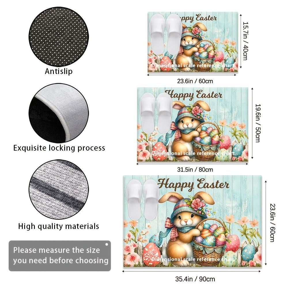 VIKAMA Easter Bunny Egg Welcome Doormat Living Room Bedroom Entrance Rug Non-Slip Washable Floor Mat Home Decor