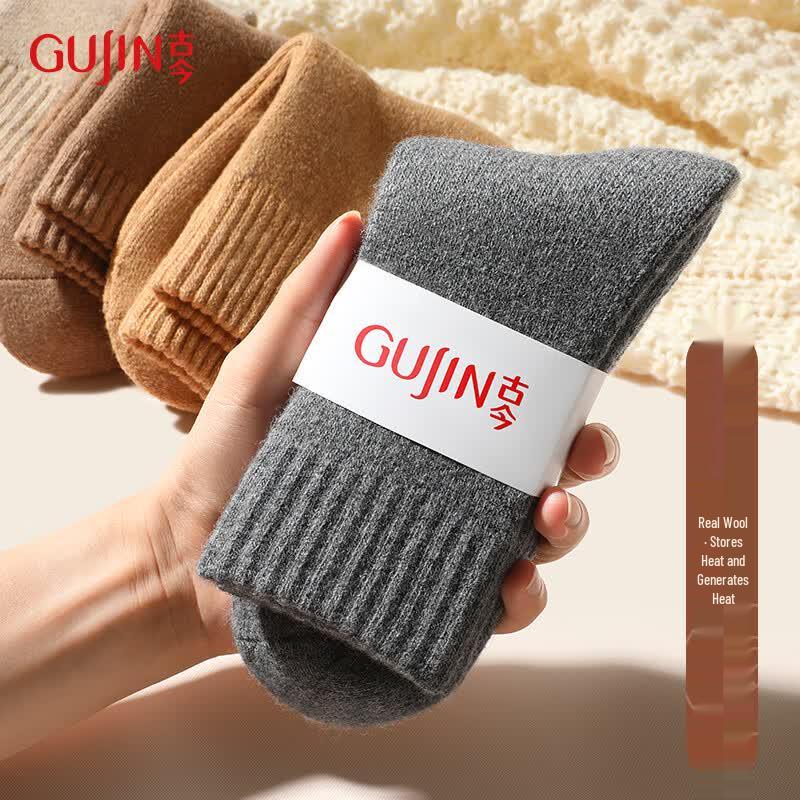 Men s 4-Pack 40% Wool Extra Thick Thermal Mid-Calf Socks One Size