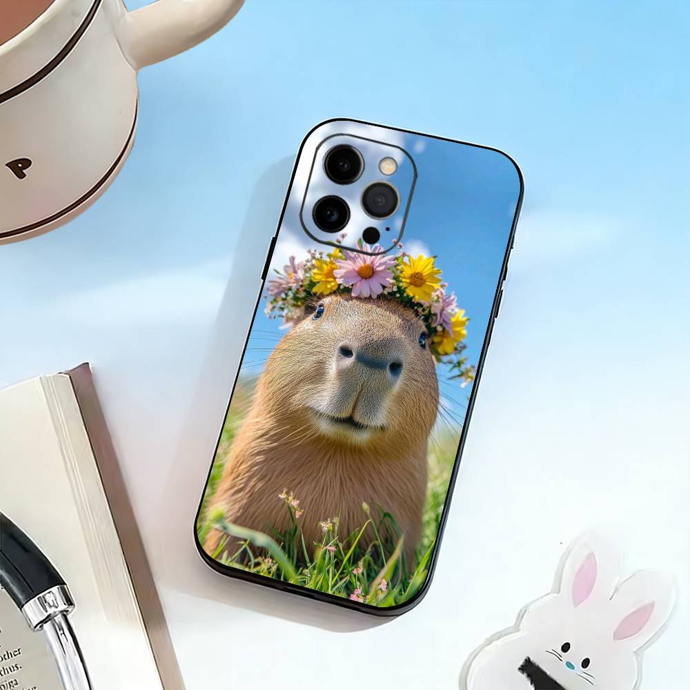 Cute-Capybara Phone Case For iPhone 17, 16,15,14,13,12,11 Plus,Pro Max, Others Soft Black Cover