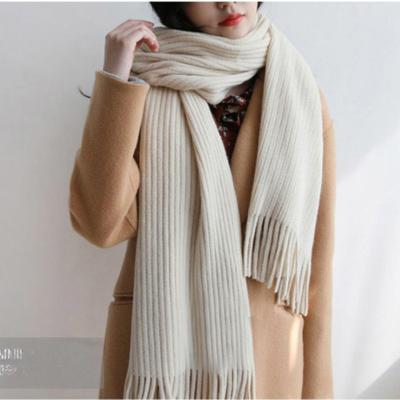 Scarf Women Winter Student New Knitted Couple Thickened Warm Female Solid Color Tassel Scarfs